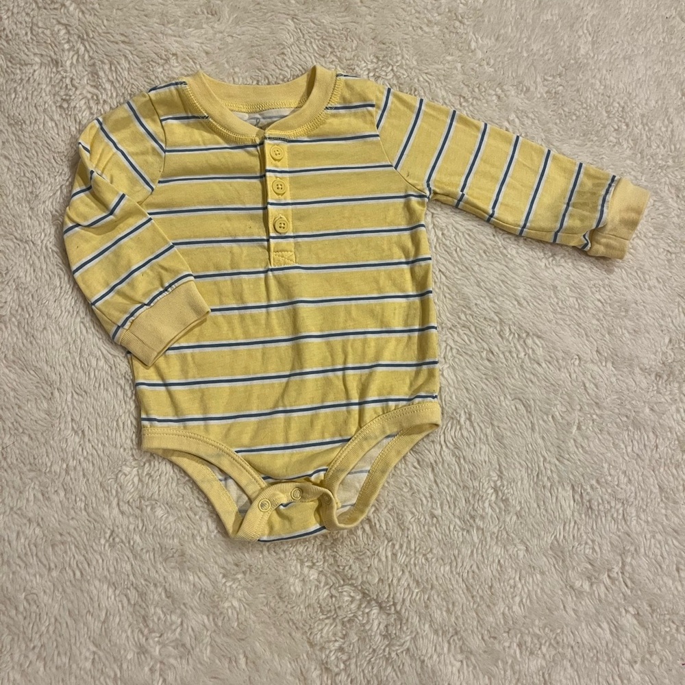 Yellow Striped Long-Sleeve Baby One-Piece